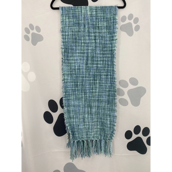 Charter Club NWT Space Dye Chenille Wrap Scarf Fringe Tassles Blue One Size New - Picture 5 of 11